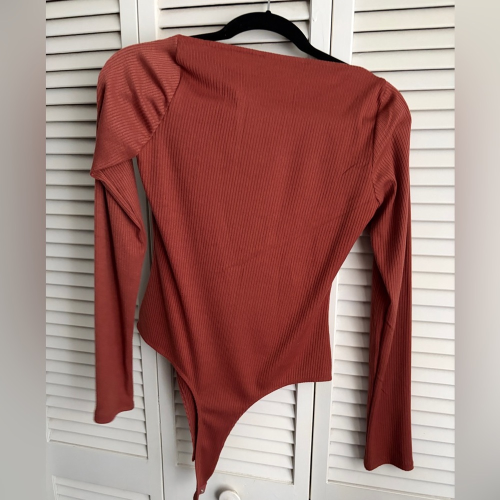 Astr Terracotta Ribbed Bodysuit - Picture 3 of 3